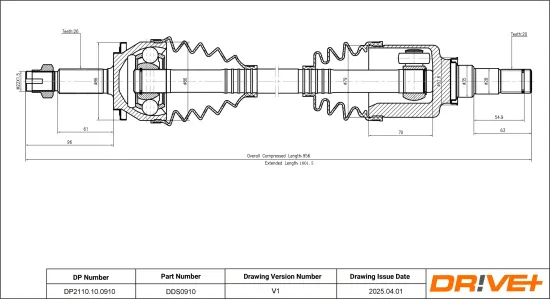 Antriebswelle Vorderachse rechts Dr!ve+ DP2110.10.0910 Bild Antriebswelle Vorderachse rechts Dr!ve+ DP2110.10.0910