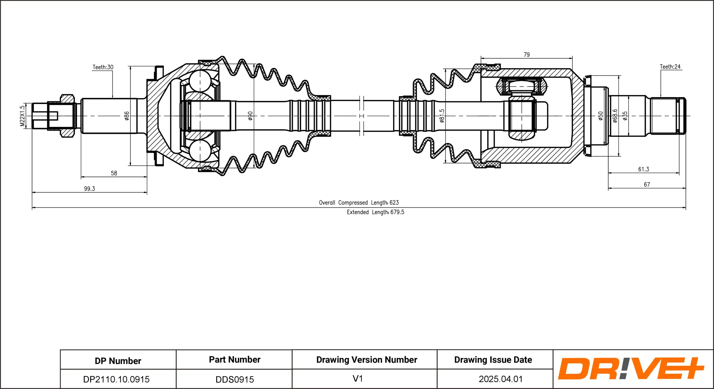 Antriebswelle Vorderachse links Dr!ve+ DP2110.10.0915