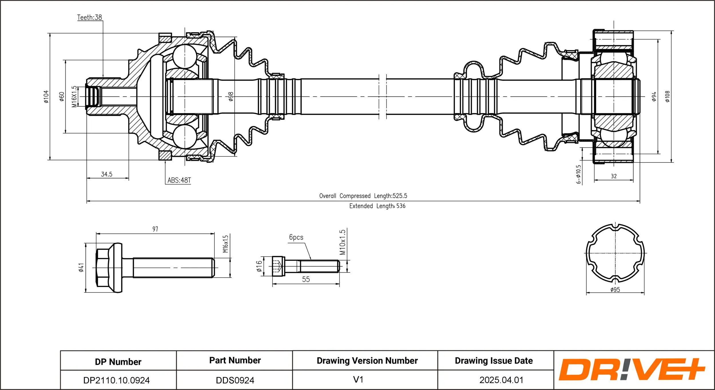 Antriebswelle Dr!ve+ DP2110.10.0924