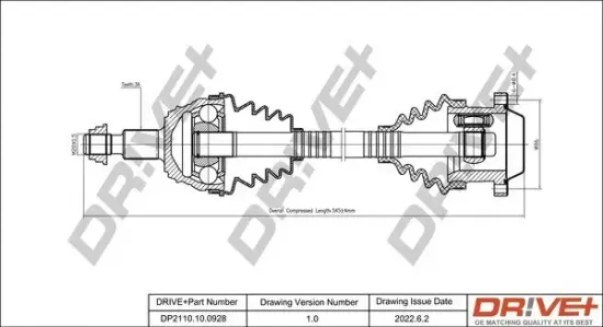 Antriebswelle Vorderachse links Dr!ve+ DP2110.10.0928 Bild Antriebswelle Vorderachse links Dr!ve+ DP2110.10.0928