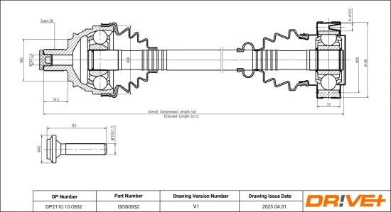 Antriebswelle Dr!ve+ DP2110.10.0932 Bild Antriebswelle Dr!ve+ DP2110.10.0932