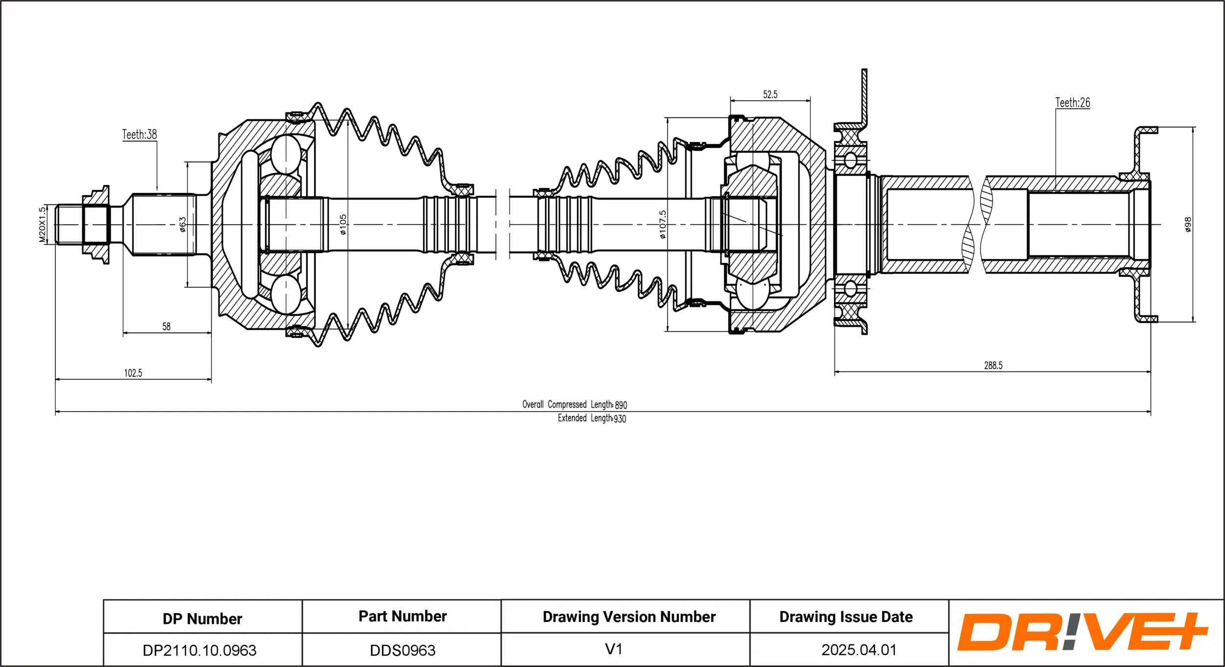 Antriebswelle Dr!ve+ DP2110.10.0963