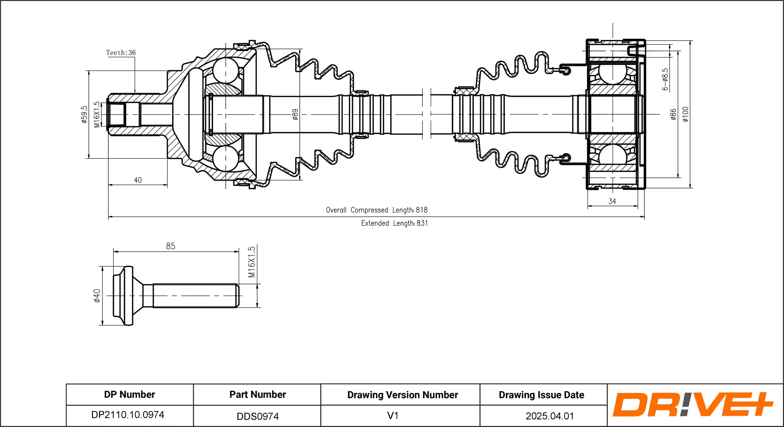 Antriebswelle Dr!ve+ DP2110.10.0974