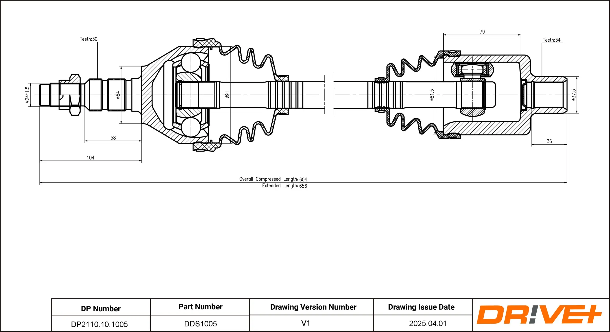 Antriebswelle Vorderachse rechts Dr!ve+ DP2110.10.1005