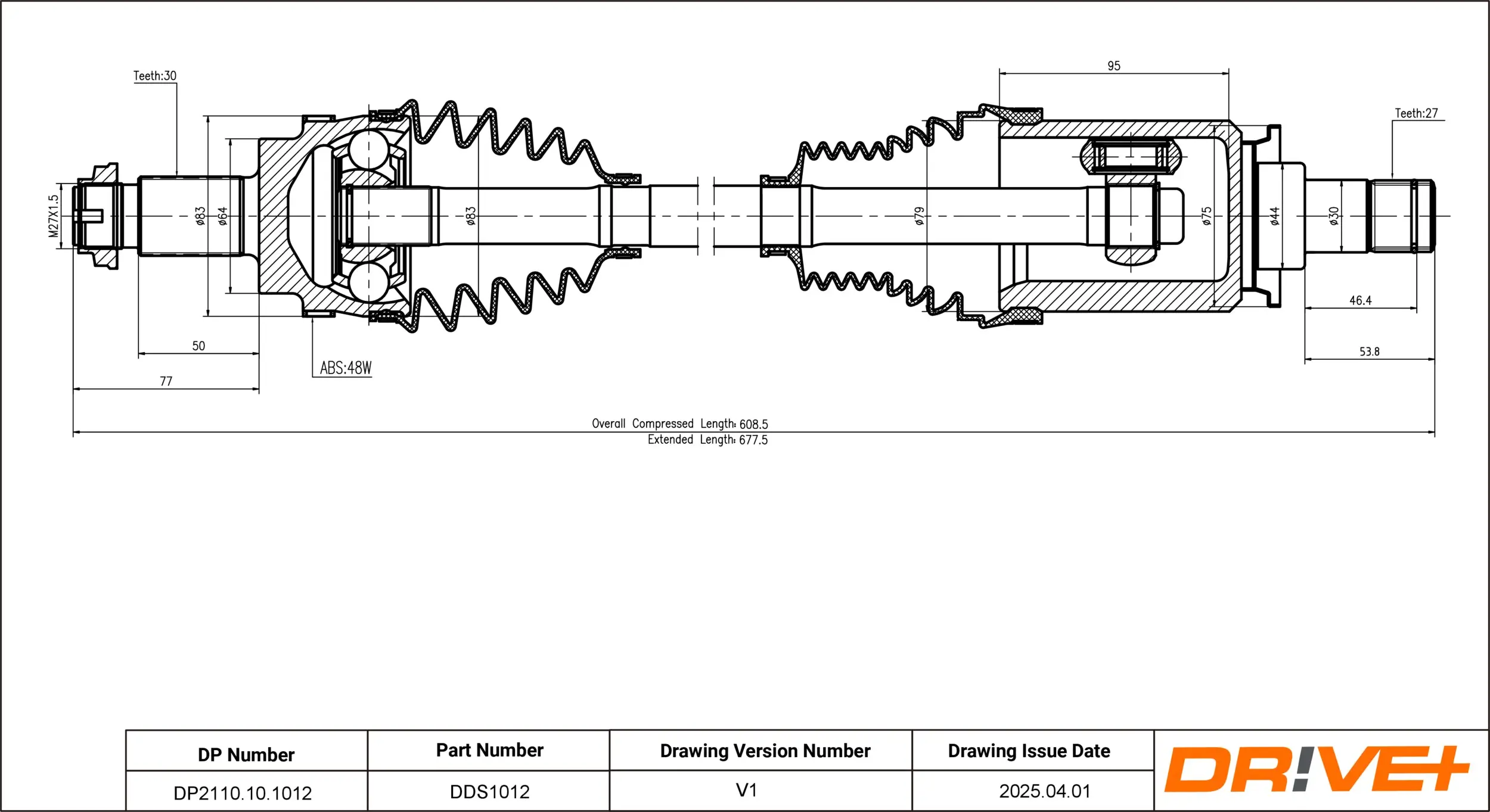 Antriebswelle Vorderachse links Dr!ve+ DP2110.10.1012