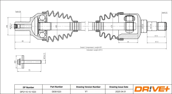 Antriebswelle Vorderachse links Dr!ve+ DP2110.10.1023 Bild Antriebswelle Vorderachse links Dr!ve+ DP2110.10.1023