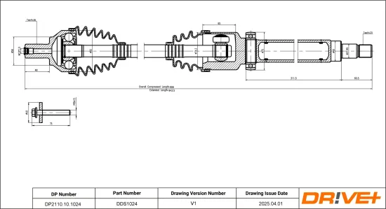 Antriebswelle Vorderachse rechts Dr!ve+ DP2110.10.1024 Bild Antriebswelle Vorderachse rechts Dr!ve+ DP2110.10.1024