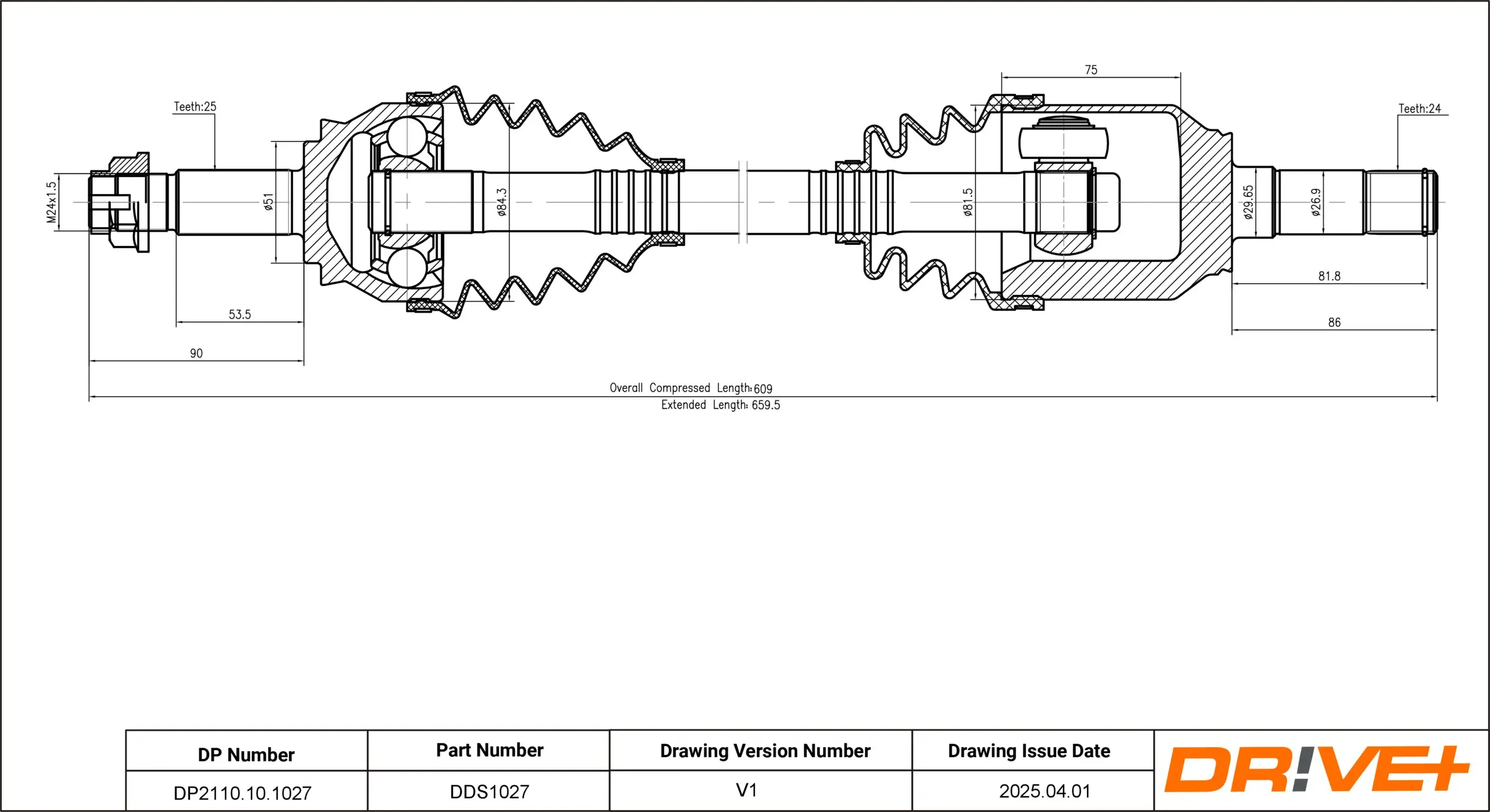 Antriebswelle Vorderachse links Dr!ve+ DP2110.10.1027