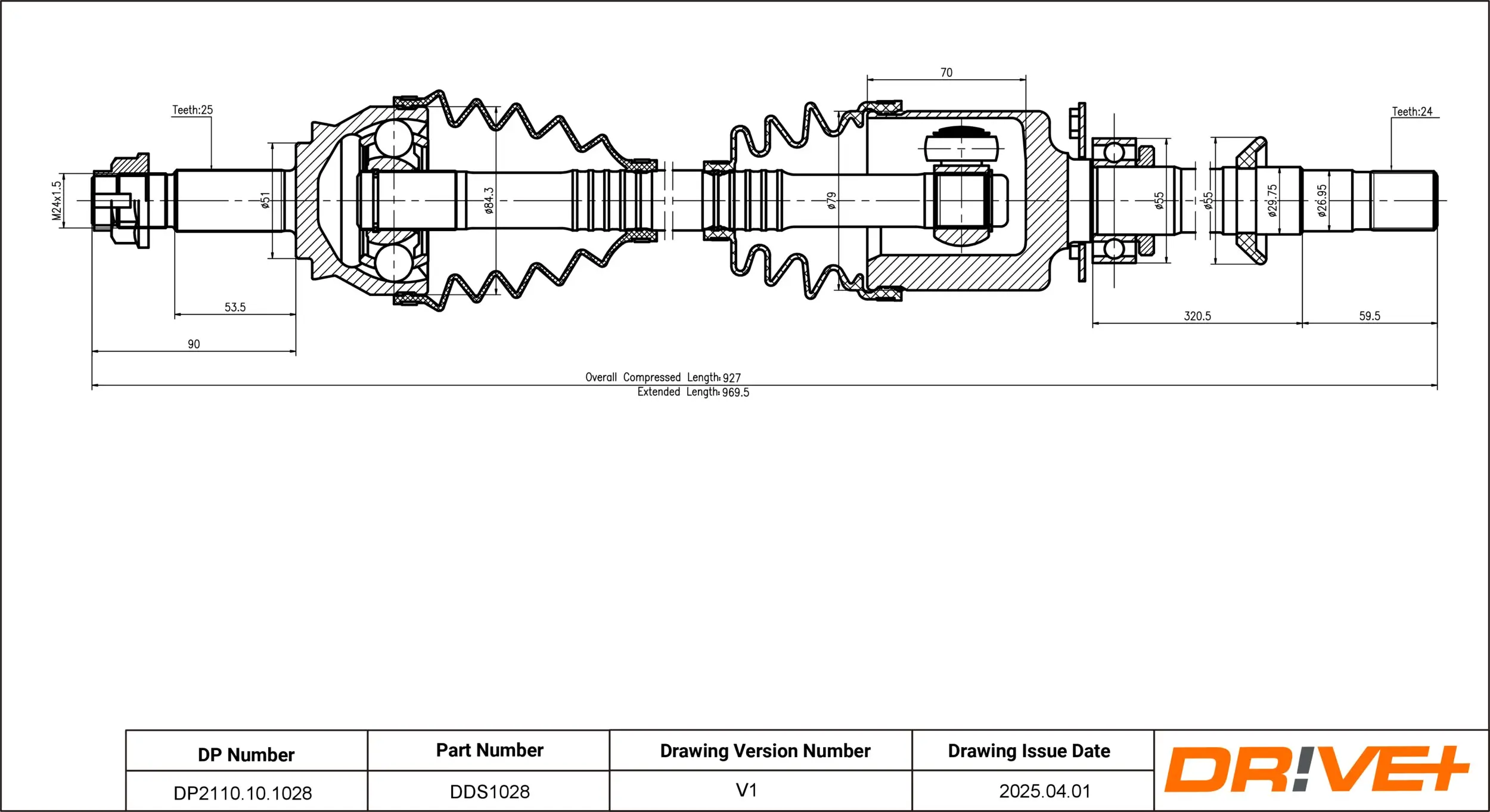 Antriebswelle Vorderachse rechts Dr!ve+ DP2110.10.1028