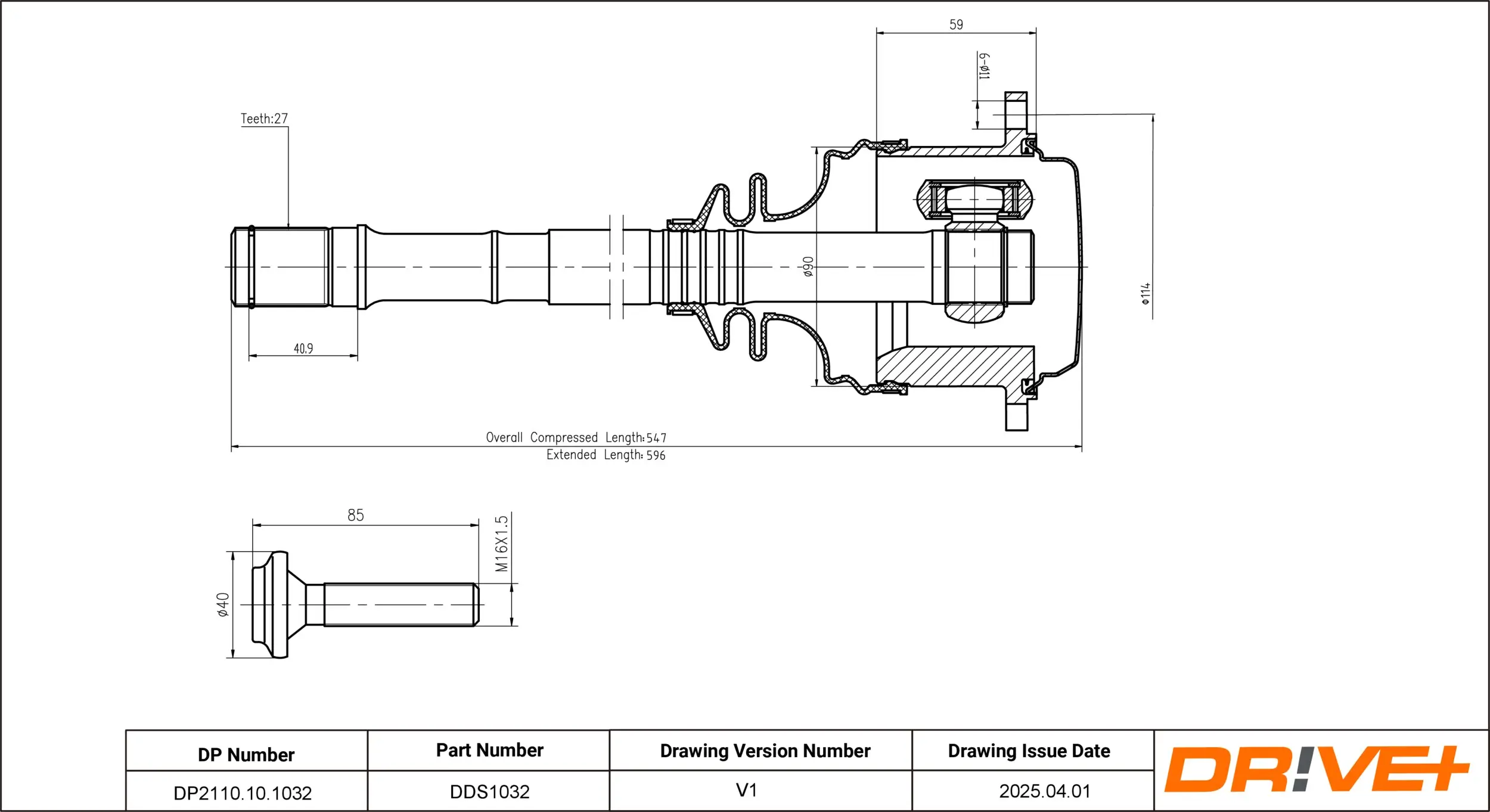 Antriebswelle Vorderachse links Dr!ve+ DP2110.10.1032