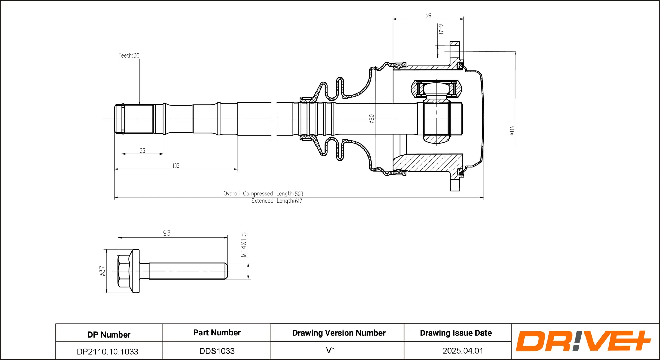 Antriebswelle Vorderachse rechts Dr!ve+ DP2110.10.1033