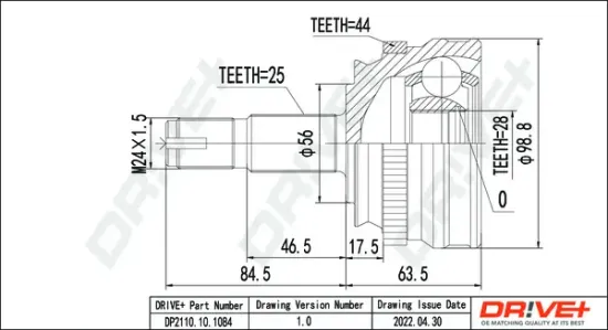 Gelenksatz, Antriebswelle Dr!ve+ DP2110.10.1084 Bild Gelenksatz, Antriebswelle Dr!ve+ DP2110.10.1084