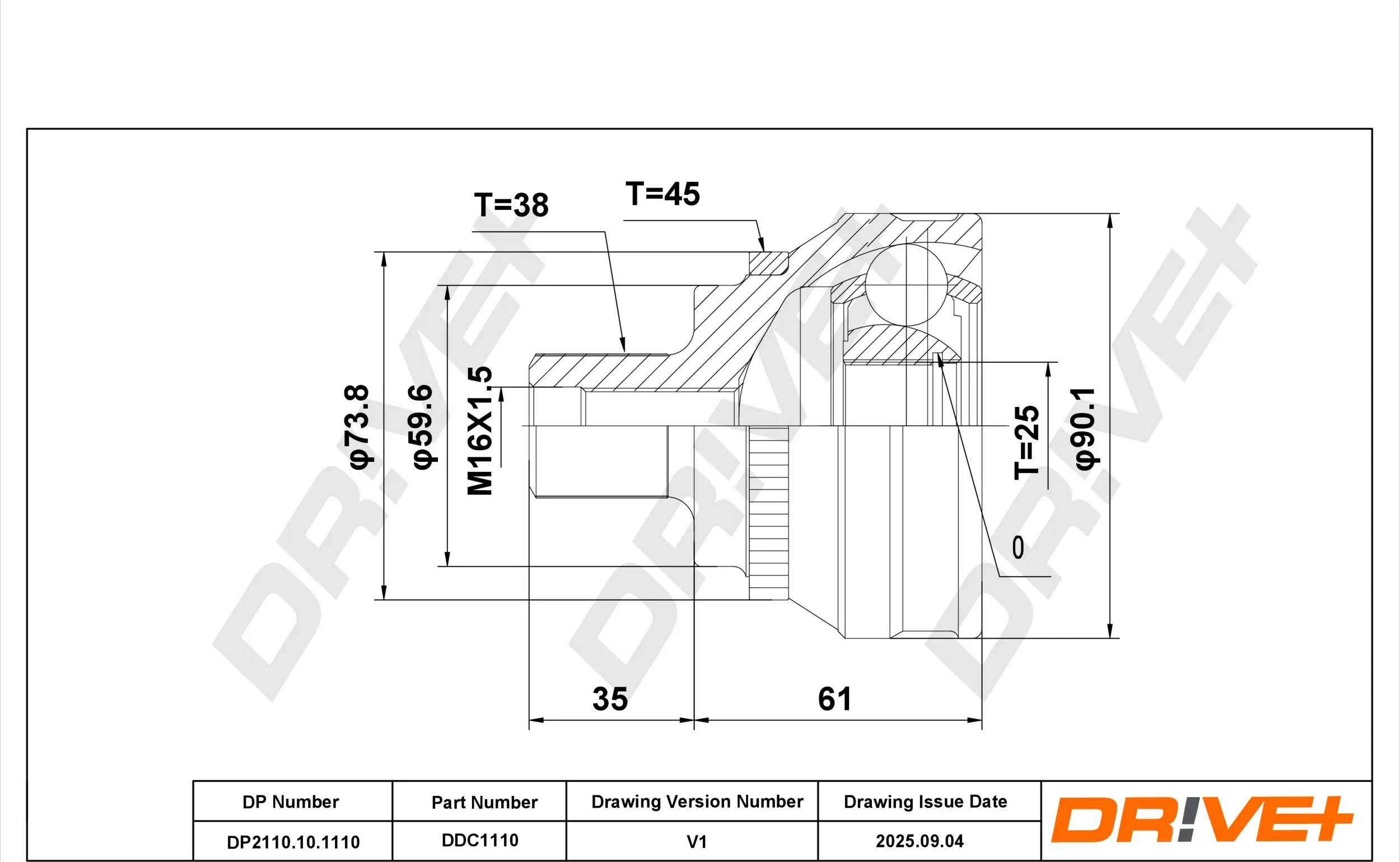 Gelenksatz, Antriebswelle DR!VE+ DP2110.10.1110
