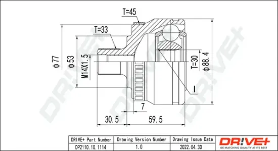 Gelenksatz, Antriebswelle Vorderachse links Vorderachse rechts radseitig Dr!ve+ DP2110.10.1114 Bild Gelenksatz, Antriebswelle Vorderachse links Vorderachse rechts radseitig Dr!ve+ DP2110.10.1114