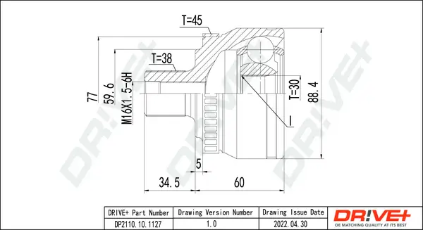 Gelenksatz, Antriebswelle Dr!ve+ DP2110.10.1127