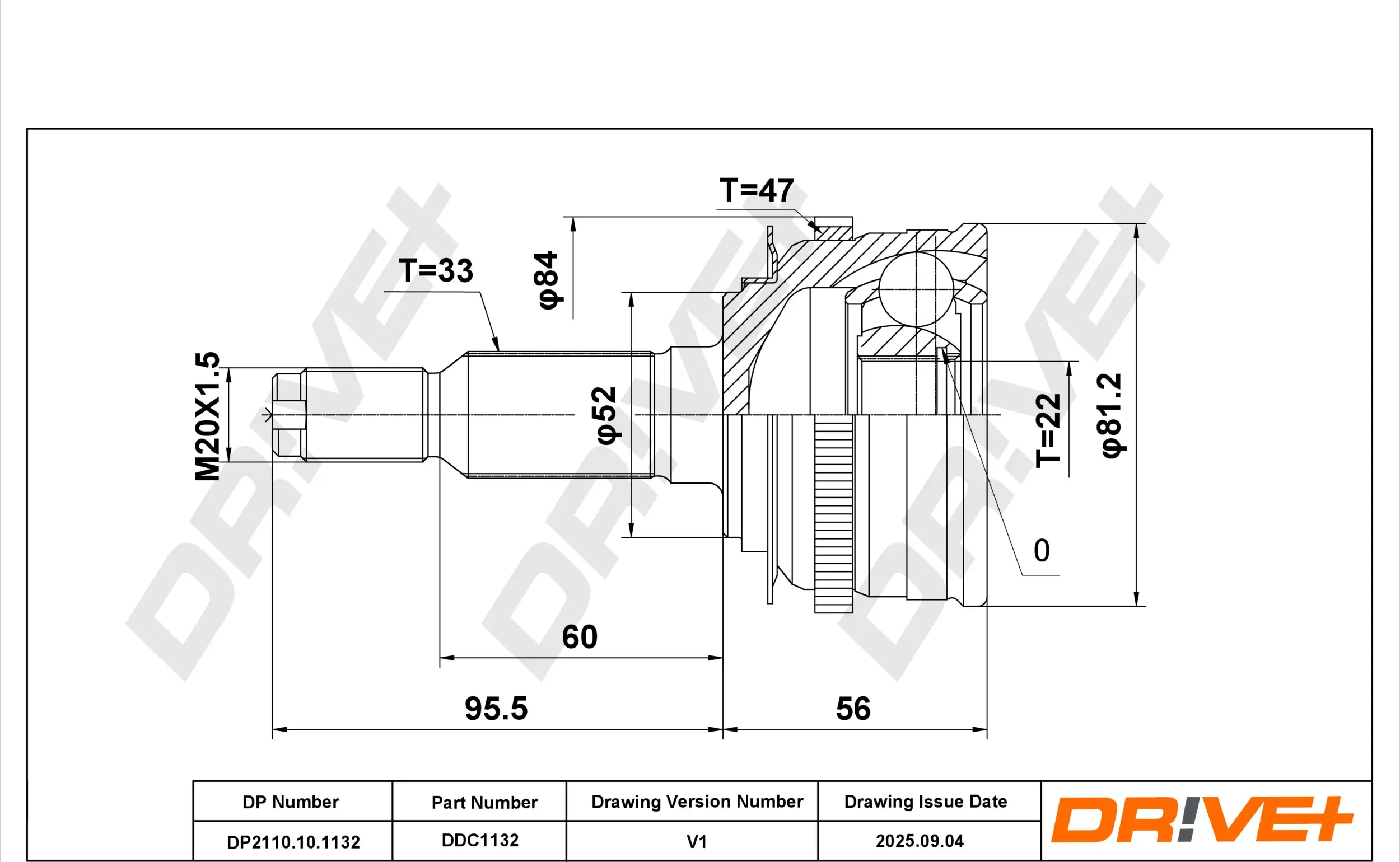 Gelenksatz, Antriebswelle Vorderachse links Vorderachse rechts radseitig DR!VE+ DP2110.10.1132