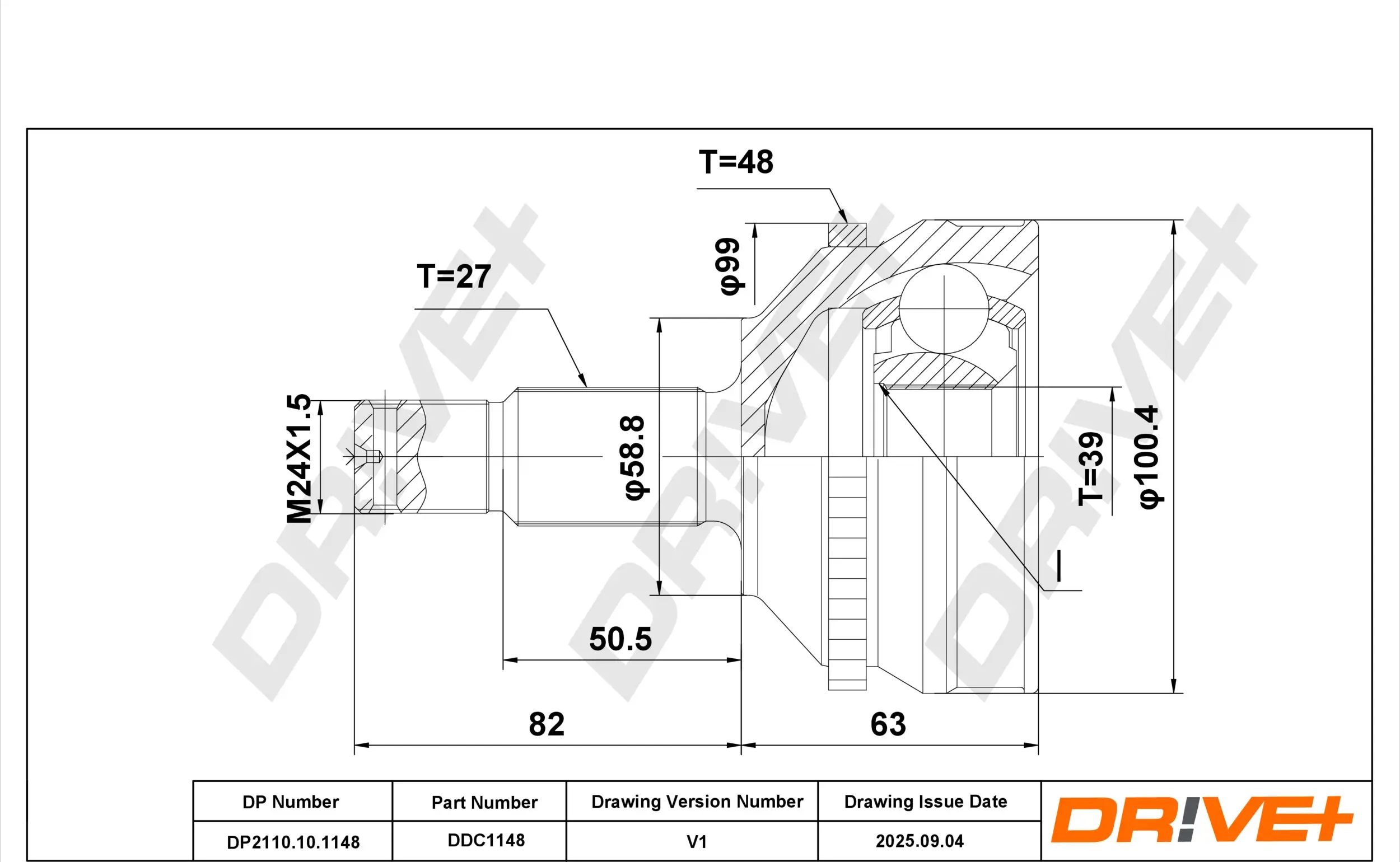 Gelenksatz, Antriebswelle Vorderachse radseitig DR!VE+ DP2110.10.1148
