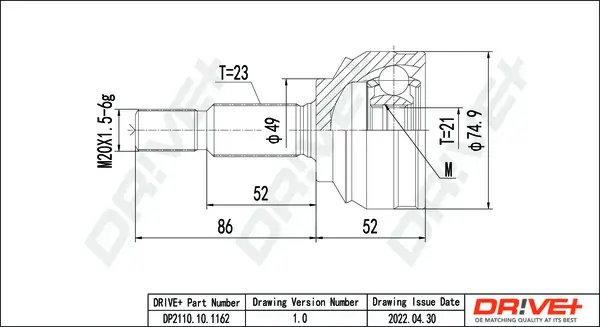 Gelenksatz, Antriebswelle Dr!ve+ DP2110.10.1162