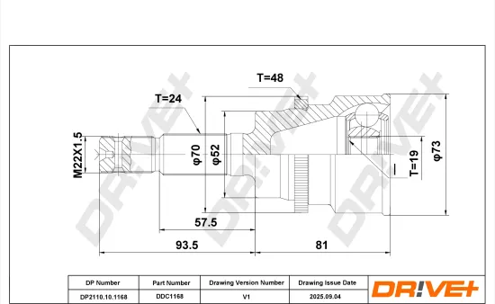 Gelenksatz, Antriebswelle Vorderachse links radseitig DR!VE+ DP2110.10.1168 Bild Gelenksatz, Antriebswelle Vorderachse links radseitig DR!VE+ DP2110.10.1168