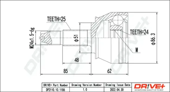Gelenksatz, Antriebswelle Dr!ve+ DP2110.10.1186 Bild Gelenksatz, Antriebswelle Dr!ve+ DP2110.10.1186