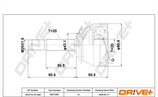 Gelenksatz, Antriebswelle Vorderachse links Vorderachse rechts radseitig DR!VE+ DP2110.10.1200 Bild Gelenksatz, Antriebswelle Vorderachse links Vorderachse rechts radseitig DR!VE+ DP2110.10.1200