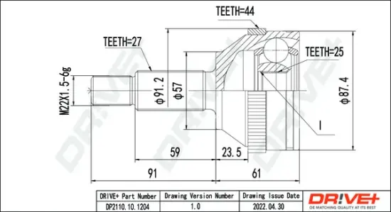Gelenksatz, Antriebswelle Dr!ve+ DP2110.10.1204 Bild Gelenksatz, Antriebswelle Dr!ve+ DP2110.10.1204