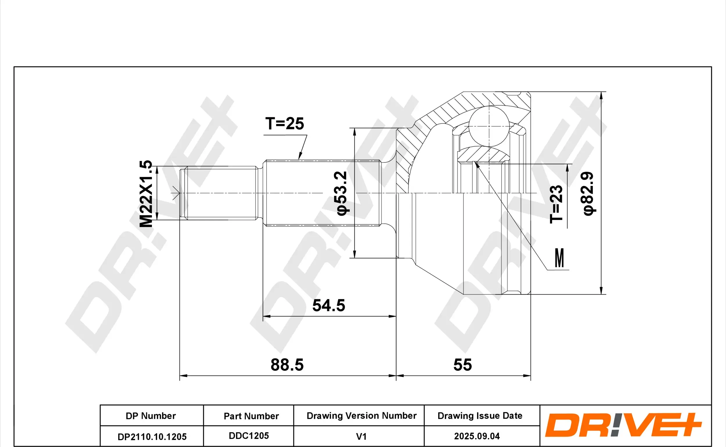 Gelenksatz, Antriebswelle Vorderachse links Vorderachse rechts radseitig DR!VE+ DP2110.10.1205