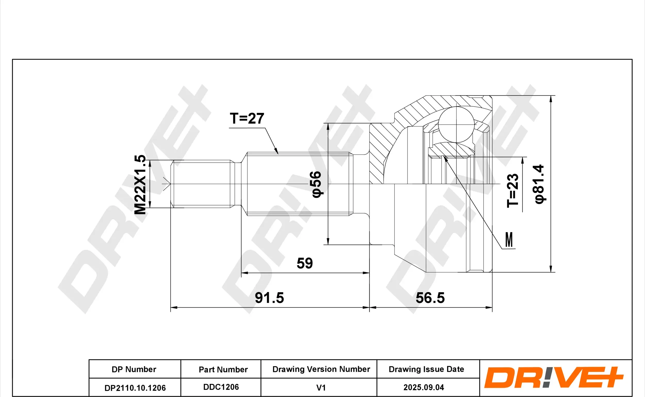 Gelenksatz, Antriebswelle DR!VE+ DP2110.10.1206