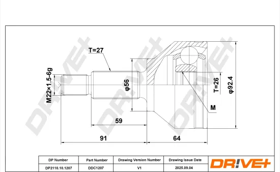 Gelenksatz, Antriebswelle Vorderachse links Vorderachse rechts radseitig DR!VE+ DP2110.10.1207 Bild Gelenksatz, Antriebswelle Vorderachse links Vorderachse rechts radseitig DR!VE+ DP2110.10.1207