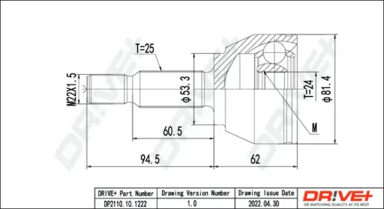Gelenksatz, Antriebswelle Dr!ve+ DP2110.10.1222 Bild Gelenksatz, Antriebswelle Dr!ve+ DP2110.10.1222