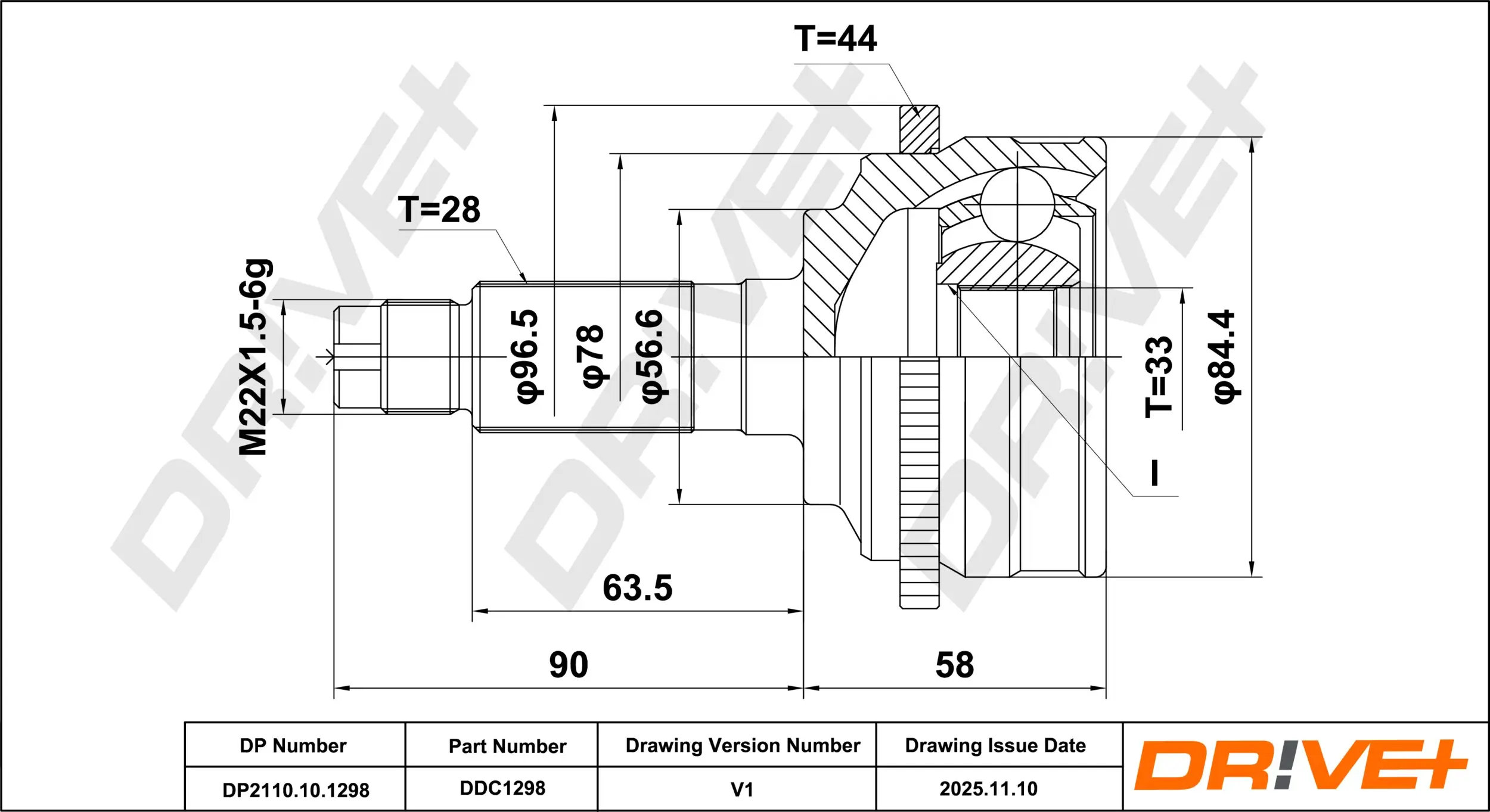 Gelenksatz, Antriebswelle DR!VE+ DP2110.10.1298