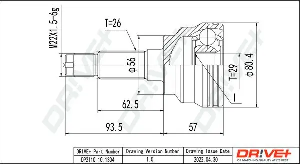 Gelenksatz, Antriebswelle Dr!ve+ DP2110.10.1304