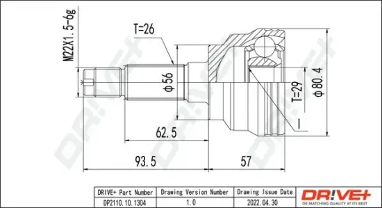 Gelenksatz, Antriebswelle Dr!ve+ DP2110.10.1304 Bild Gelenksatz, Antriebswelle Dr!ve+ DP2110.10.1304