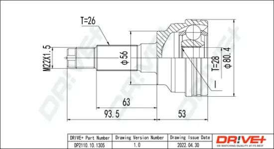Gelenksatz, Antriebswelle Dr!ve+ DP2110.10.1305 Bild Gelenksatz, Antriebswelle Dr!ve+ DP2110.10.1305