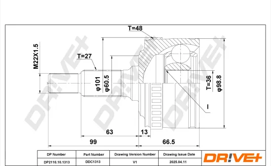Gelenksatz, Antriebswelle DR!VE+ DP2110.10.1313 Bild Gelenksatz, Antriebswelle DR!VE+ DP2110.10.1313