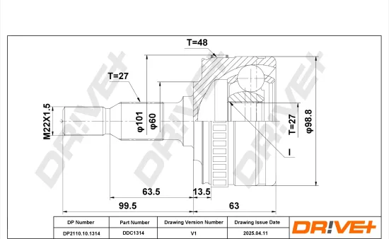 Gelenksatz, Antriebswelle Vorderachse links Vorderachse rechts radseitig DR!VE+ DP2110.10.1314 Bild Gelenksatz, Antriebswelle Vorderachse links Vorderachse rechts radseitig DR!VE+ DP2110.10.1314