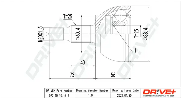 Gelenksatz, Antriebswelle Dr!ve+ DP2110.10.1319