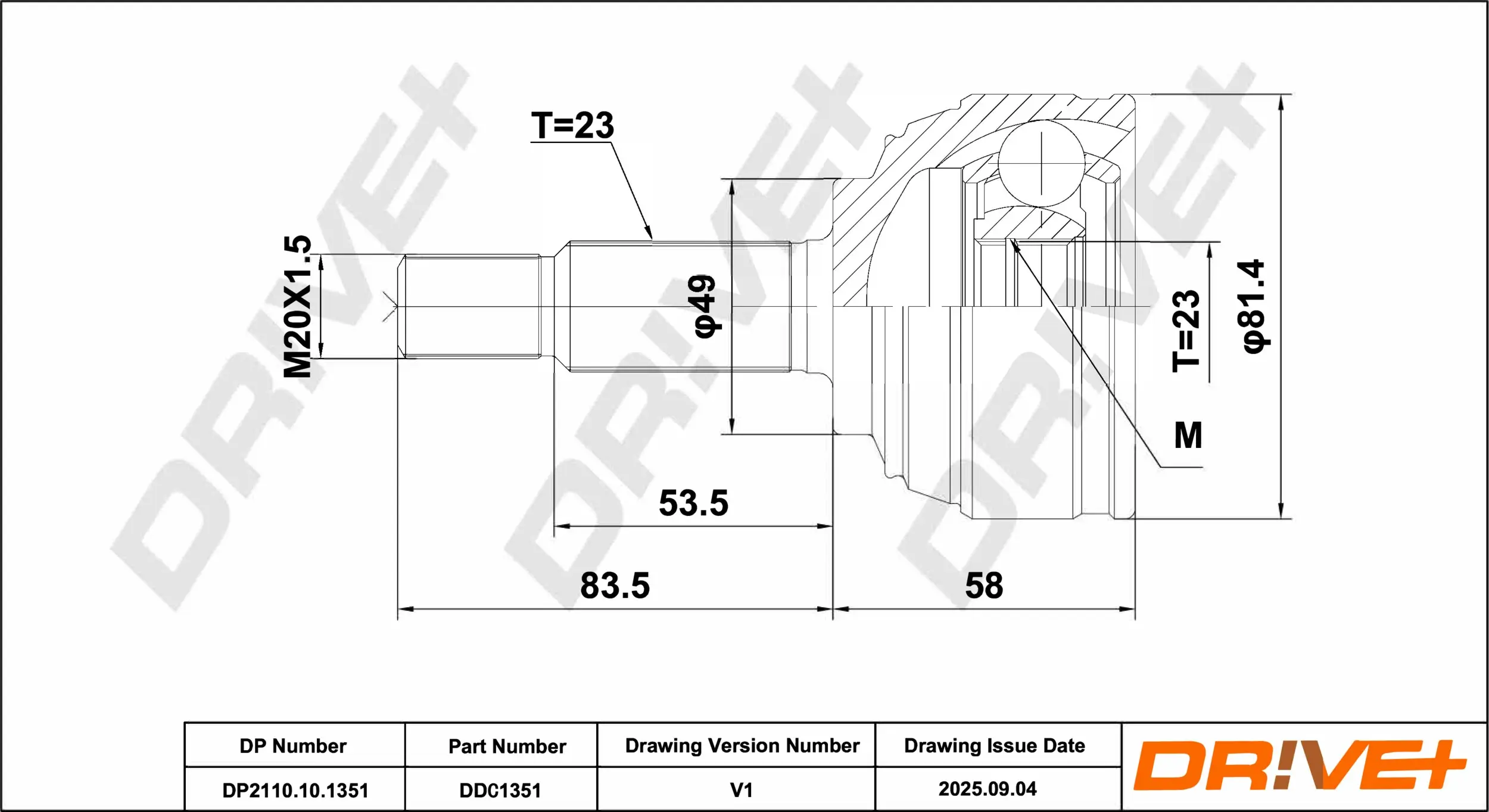 Gelenksatz, Antriebswelle DR!VE+ DP2110.10.1351