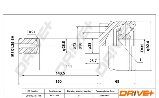 Gelenksatz, Antriebswelle Vorderachse links Vorderachse rechts radseitig DR!VE+ DP2110.10.1355 Bild Gelenksatz, Antriebswelle Vorderachse links Vorderachse rechts radseitig DR!VE+ DP2110.10.1355