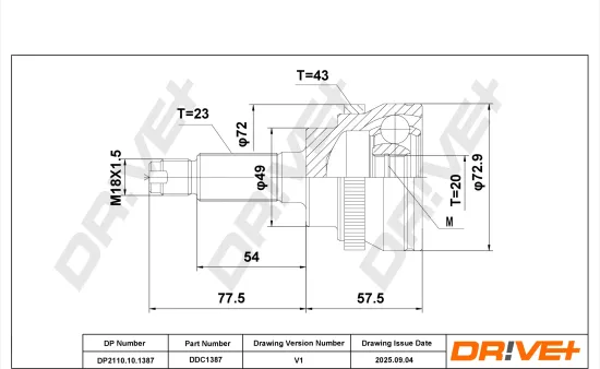 Gelenksatz, Antriebswelle DR!VE+ DP2110.10.1387 Bild Gelenksatz, Antriebswelle DR!VE+ DP2110.10.1387