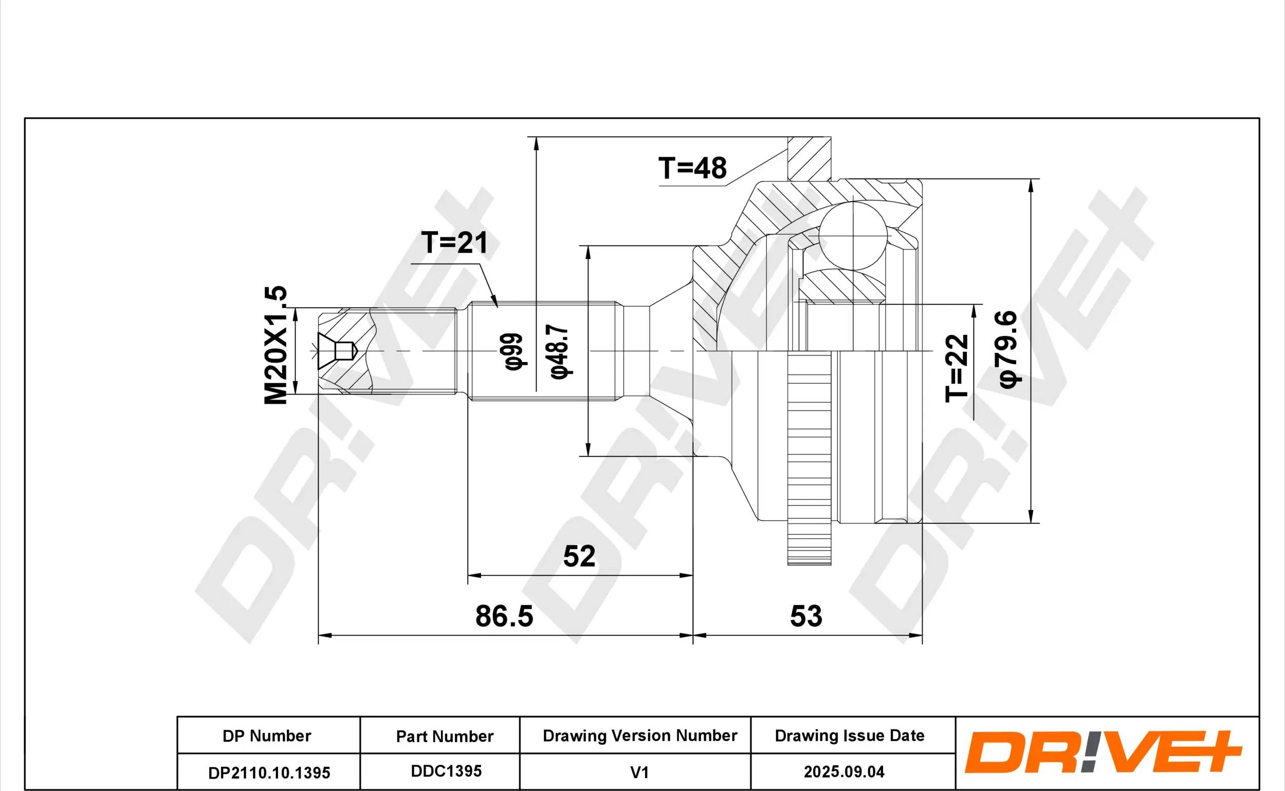 Gelenksatz, Antriebswelle DR!VE+ DP2110.10.1395