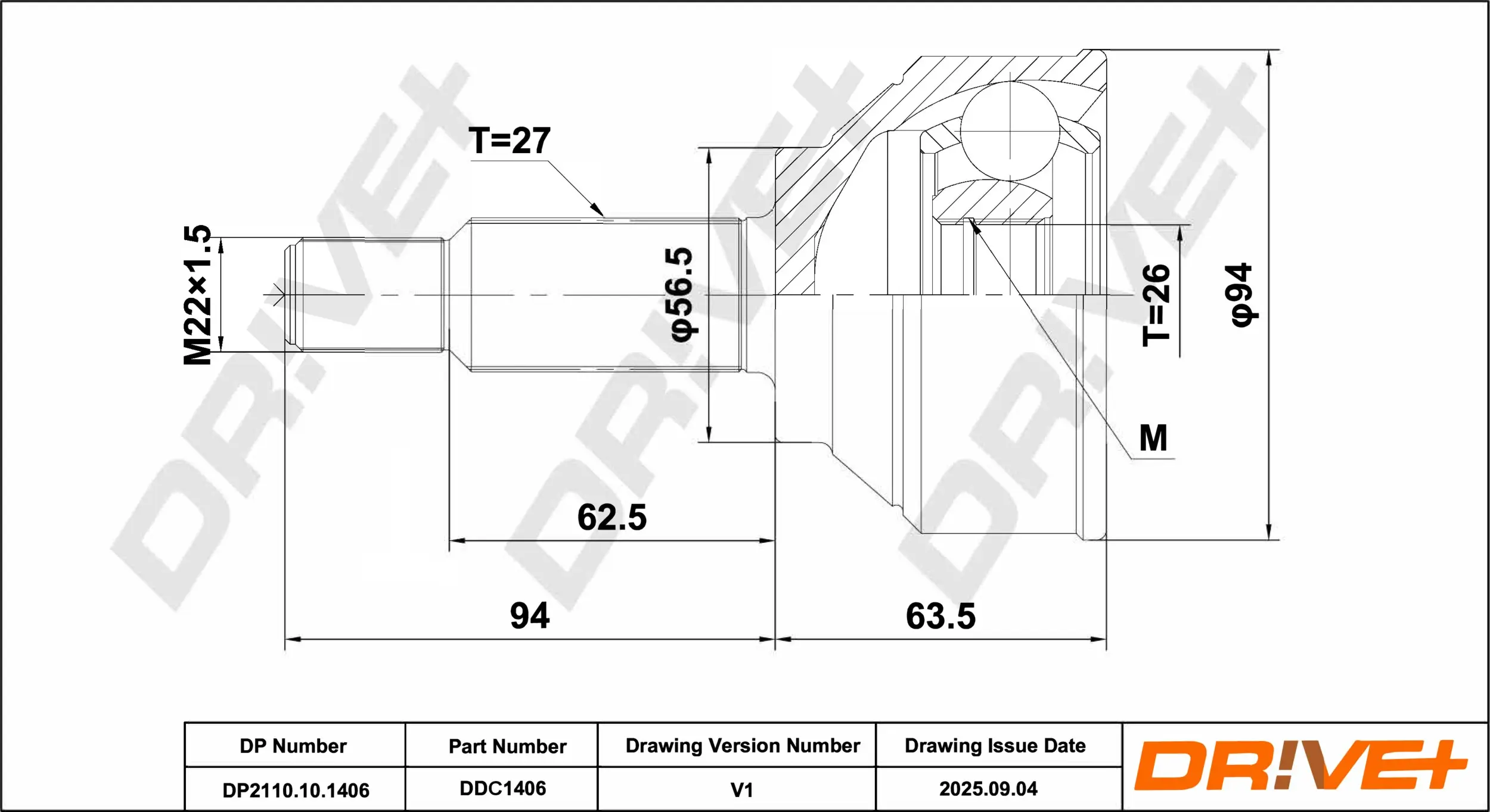 Gelenksatz, Antriebswelle DR!VE+ DP2110.10.1406
