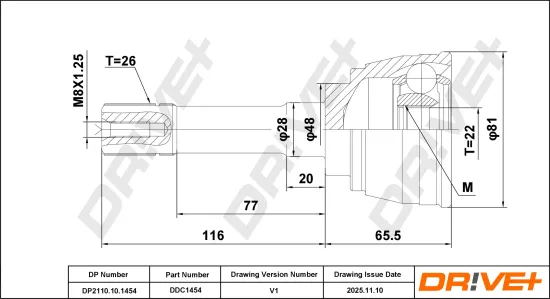 Gelenksatz, Antriebswelle Vorderachse links Vorderachse rechts radseitig DR!VE+ DP2110.10.1454 Bild Gelenksatz, Antriebswelle Vorderachse links Vorderachse rechts radseitig DR!VE+ DP2110.10.1454