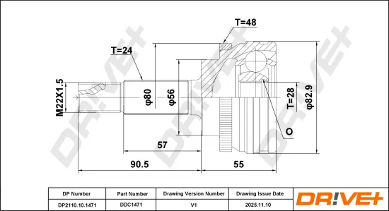Gelenksatz, Antriebswelle Vorderachse links Vorderachse rechts radseitig DR!VE+ DP2110.10.1471 Bild Gelenksatz, Antriebswelle Vorderachse links Vorderachse rechts radseitig DR!VE+ DP2110.10.1471