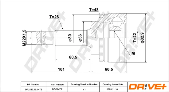 Gelenksatz, Antriebswelle Vorderachse links Vorderachse rechts radseitig DR!VE+ DP2110.10.1472 Bild Gelenksatz, Antriebswelle Vorderachse links Vorderachse rechts radseitig DR!VE+ DP2110.10.1472