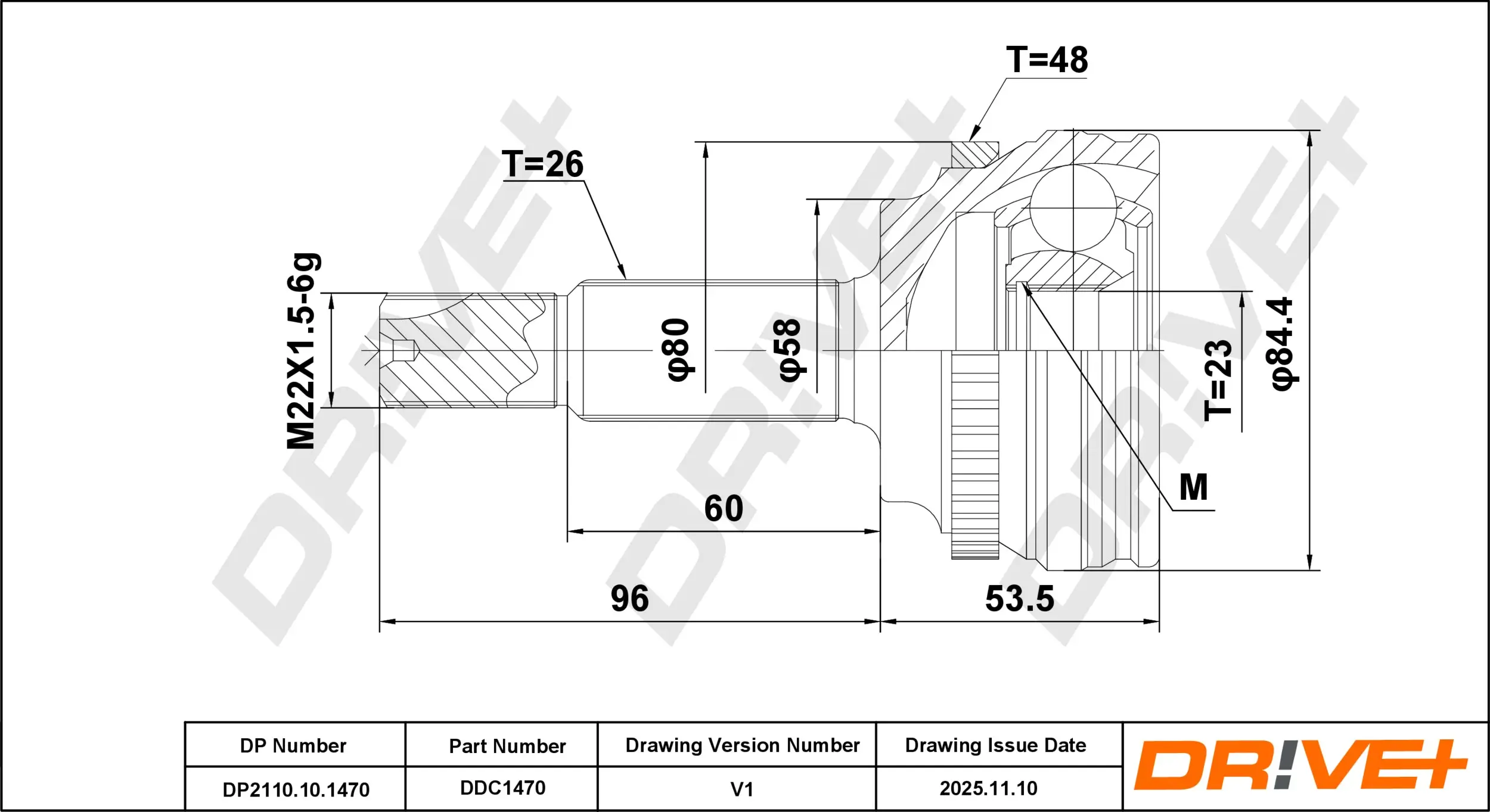 Gelenksatz, Antriebswelle Vorderachse links Vorderachse rechts radseitig DR!VE+ DP2110.10.1489