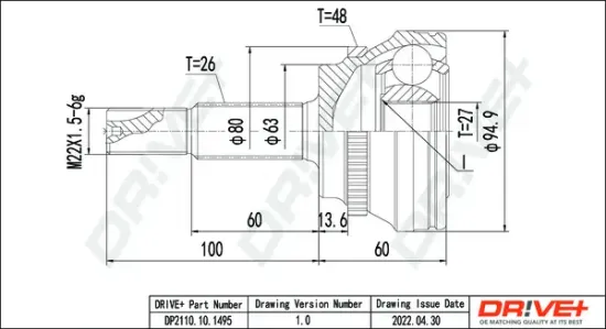 Gelenksatz, Antriebswelle Vorderachse links Vorderachse rechts radseitig Dr!ve+ DP2110.10.1495 Bild Gelenksatz, Antriebswelle Vorderachse links Vorderachse rechts radseitig Dr!ve+ DP2110.10.1495