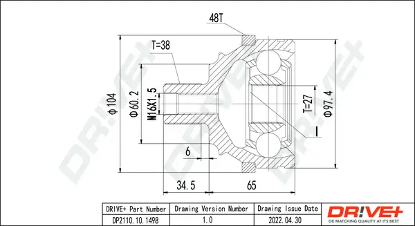 Gelenksatz, Antriebswelle Dr!ve+ DP2110.10.1498