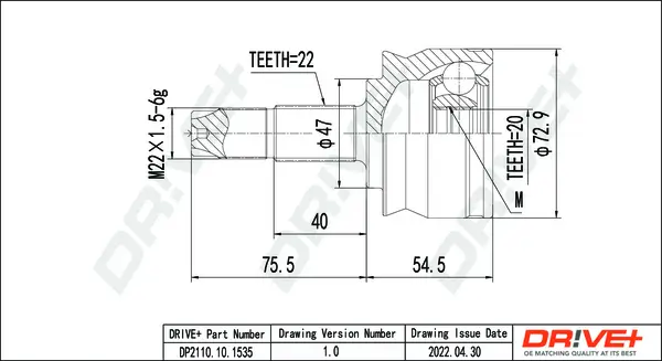 Gelenksatz, Antriebswelle Dr!ve+ DP2110.10.1535
