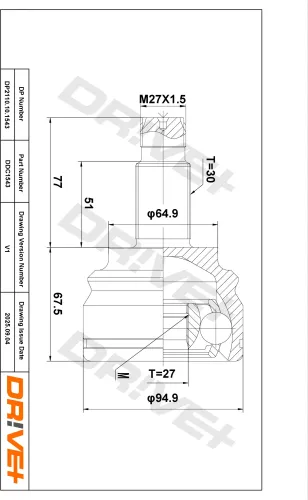 Gelenksatz, Antriebswelle Vorderachse links Vorderachse rechts radseitig DR!VE+ DP2110.10.1543 Bild Gelenksatz, Antriebswelle Vorderachse links Vorderachse rechts radseitig DR!VE+ DP2110.10.1543